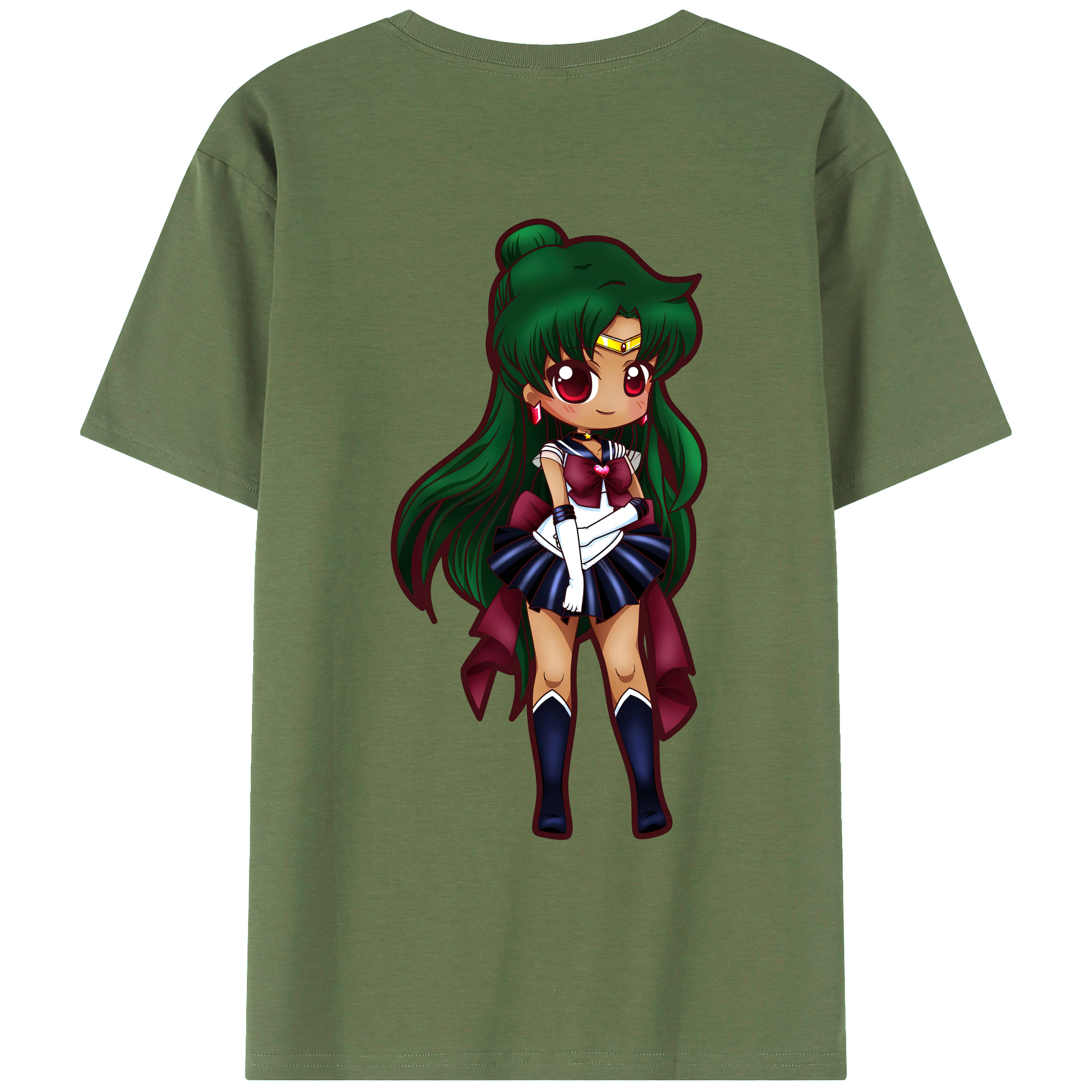 （画像用） 美少女戦士セーラームーン 冥王せつな Sailor Moon Meiou Setsuna 綿100％ メンズ半袖Tシャツ（バックプリント） 通気性